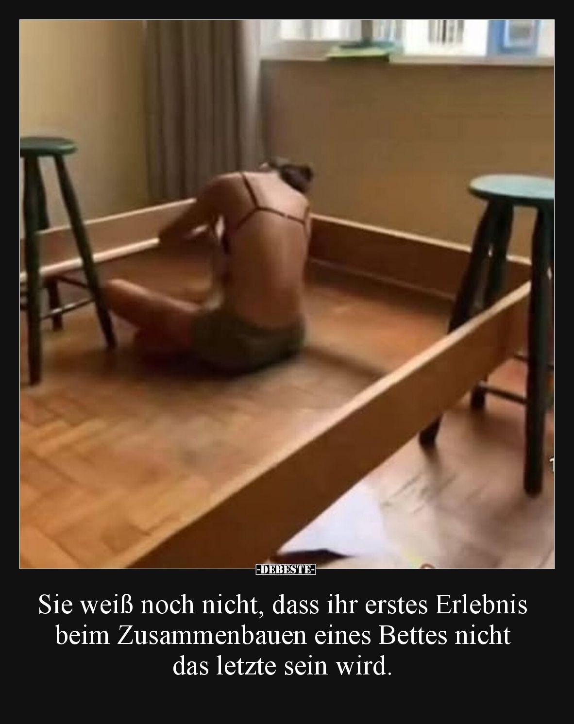 Sie weiß noch nicht, dass ihr erstes Erlebnis beim Zusammenbauen eines Bettes nicht das letzte sein wird.