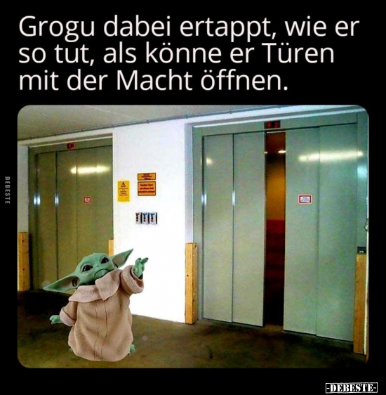 Grogu dabei ertappt, wie er so tut, als könne er Türen mit.. - Lustige Bilder | DEBESTE.de