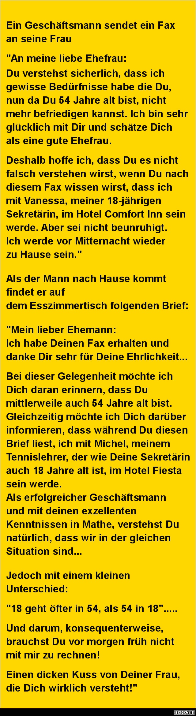 Ein Geschäftsmann sendet ein Fax an seine Frau.. - Lustige Bilder | DEBESTE.de