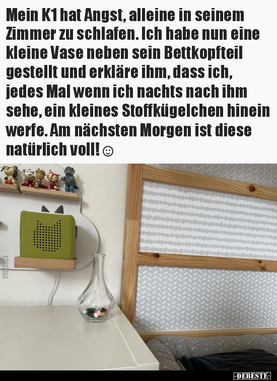 Mein K1 hat Angst, alleine in seinem Zimmer zu schlafen... - Lustige Bilder | DEBESTE.de