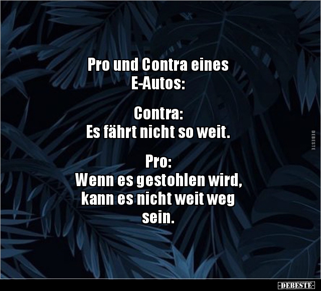 Pro und Contra eines E-Autos: Contra: Es fährt nicht.. - Lustige Bilder | DEBESTE.de