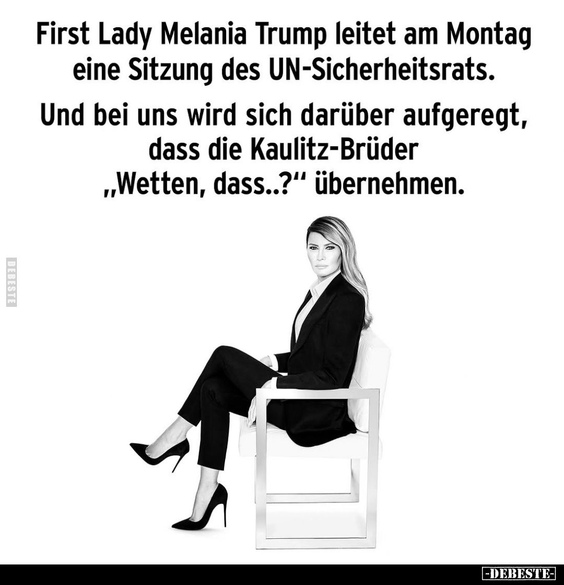 First Lady Melania Trump leitet am Montag eine Sitzung des UN-Sicherheitsrats. Und bei uns wird sich darüber aufgeregt, dass ...
