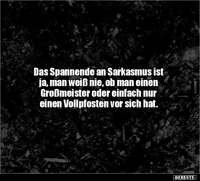Das Spannende an Sarkasmus ist ja, man weiß nie, ob man.. - Lustige Bilder | DEBESTE.de
