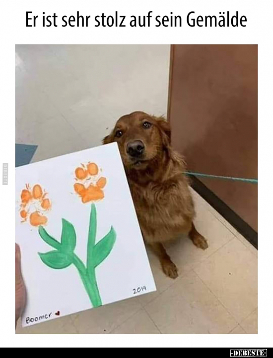 Er ist sehr stolz auf sein Gemälde