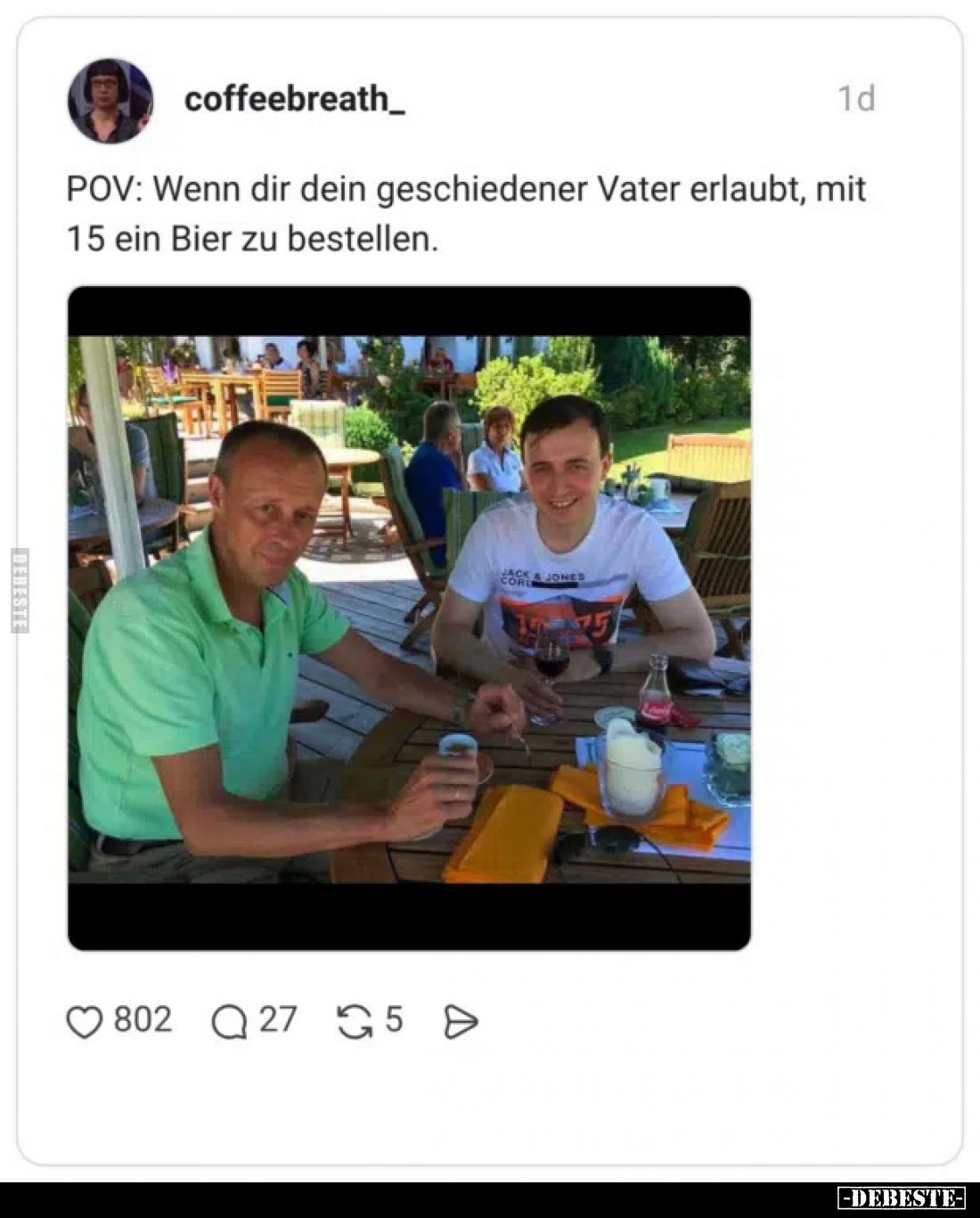 POV: Wenn dir dein geschiedener Vater erlaubt, mit 15 ein Bier zu bestellen.