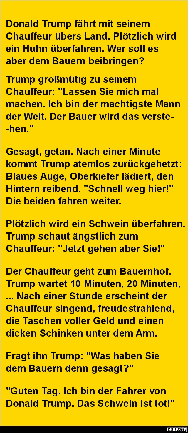 Donald Trump fährt mit seinem Chauffeur.. - Lustige Bilder | DEBESTE.de