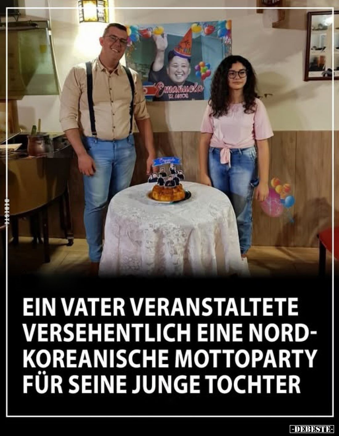 Ein Vater veranstaltete versehentlich eine nordkoreanische Mottoparty für seine junge Tochter.