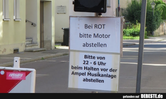 Bei ROT bitte Motor abstellen..