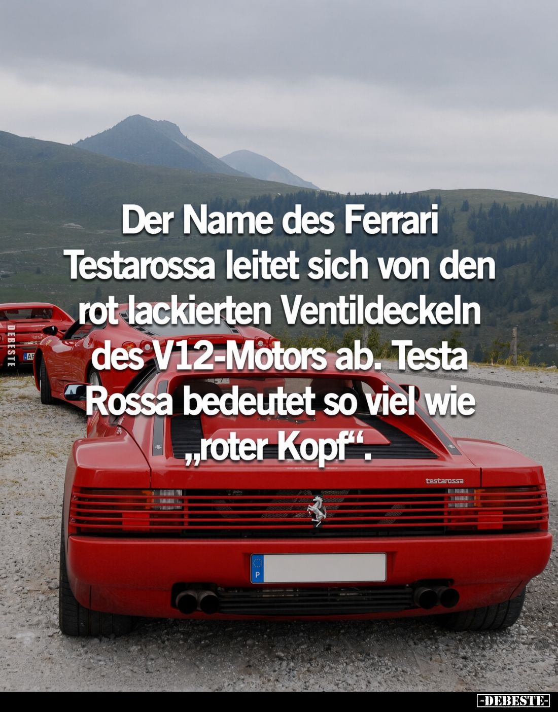 Der Name des Ferrari Testarossa leitet sich von den rot lackierten Ventildeckeln des V12-Motors ab. Testa Rossa bedeutet so v...