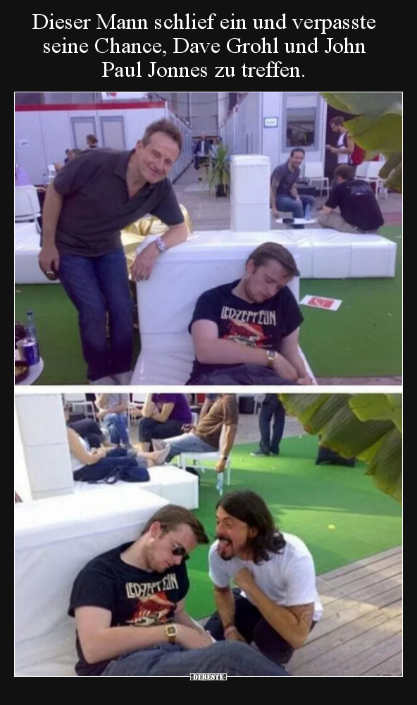Dieser Mann schlief ein und verpasste seine Chance, Dave Grohl und John Pau Jonnes zu treffen
