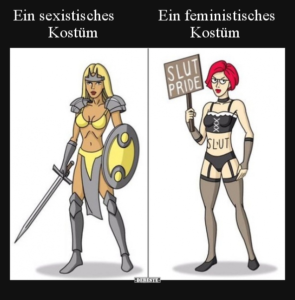 Ein sexistisches Kostüm vs ein feministisches.. - Lustige Bilder | DEBESTE.de
