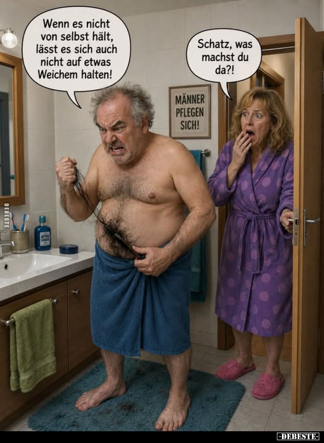 Schatz, was machst du da?!

Wenn es nicht von selbst hält, lässt es sich auch nicht auf etwas Weichem halten!

Männer pfl...
