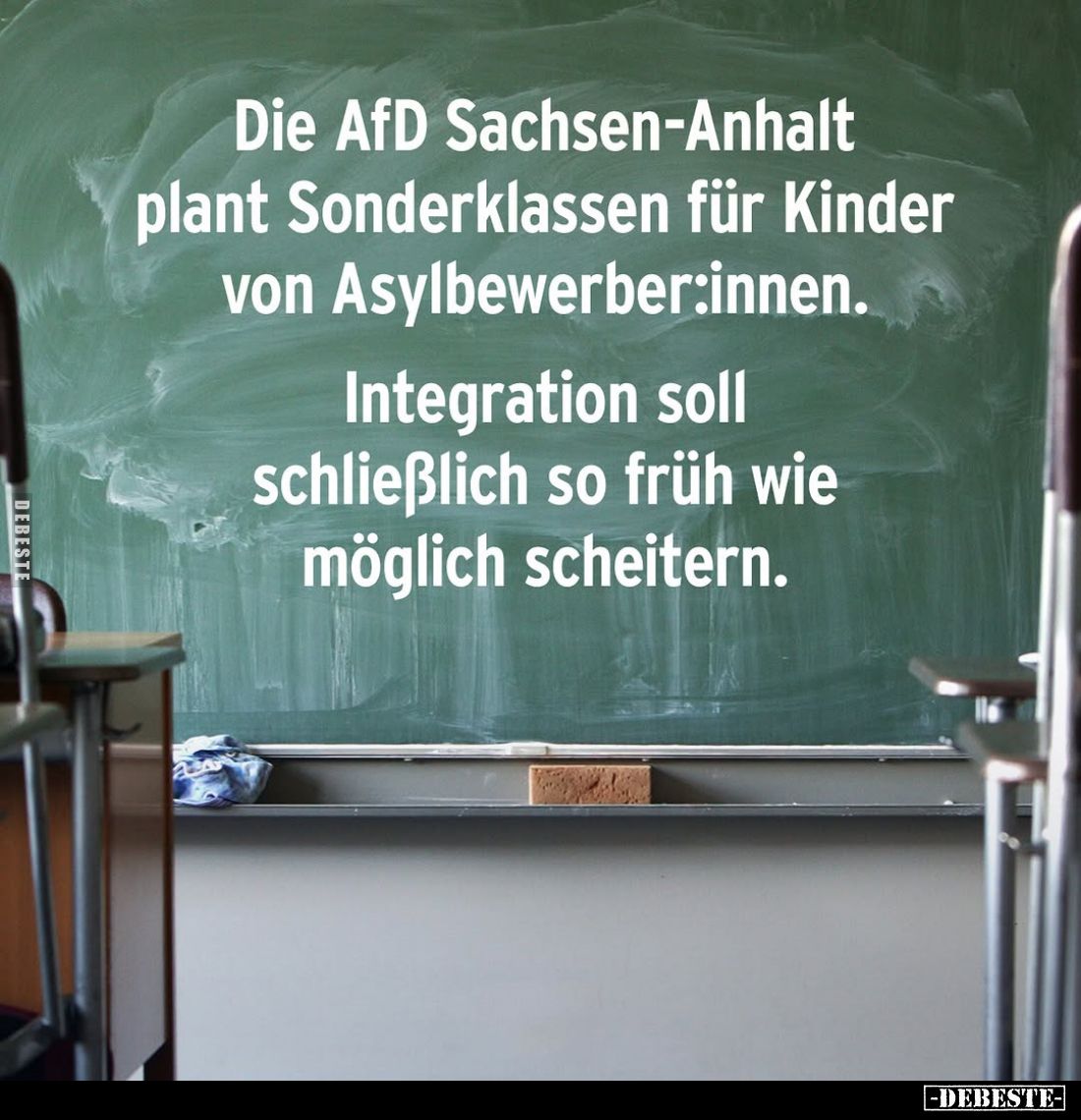 Die AfD Sachsen-Anhalt
plant Sonderklassen für Kinder von Asylbewerber:innen.
Integration soll schließlich so früh wie mögl...