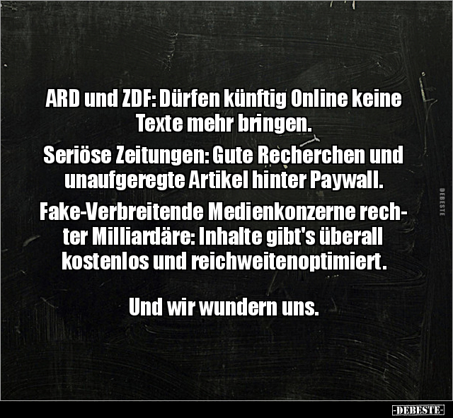 ARD und ZDF: Dürfen künftig Online keine Texte mehr.. - Lustige Bilder | DEBESTE.de