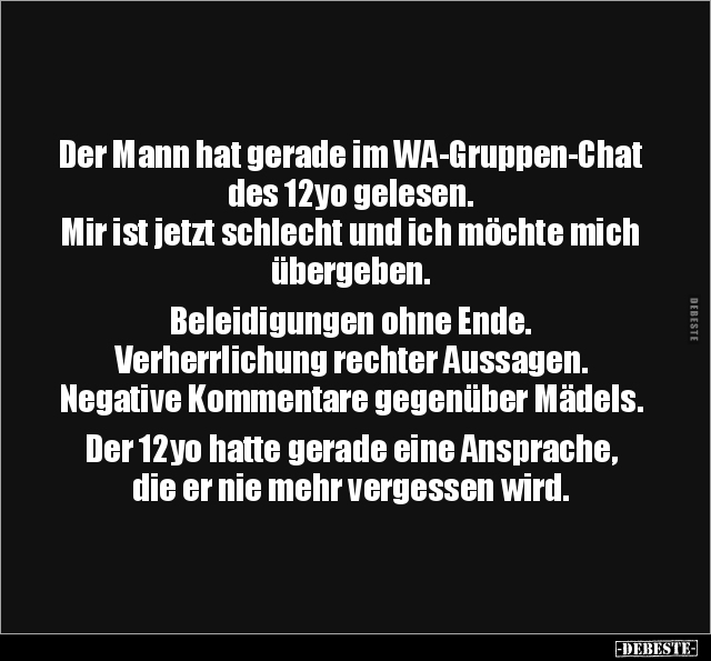 Der Mann hat gerade im WA-Gruppen-Chat des 12yo gelesen... - Lustige Bilder | DEBESTE.de