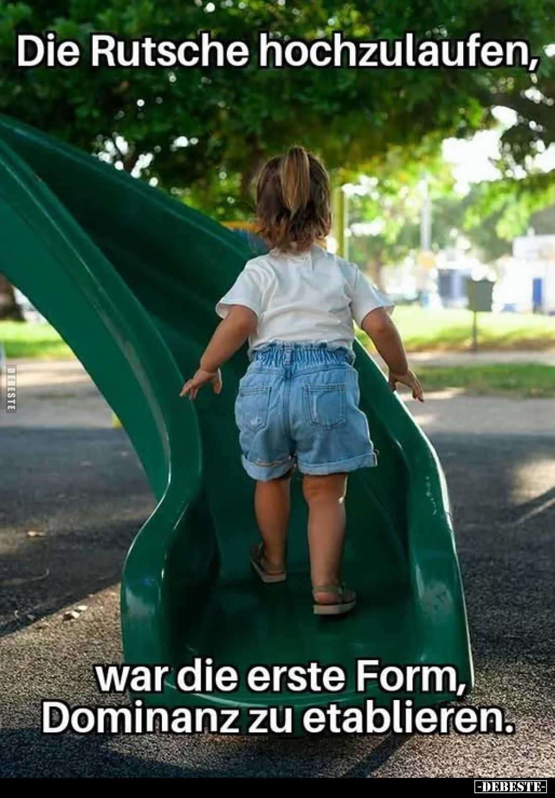 Die Rutsche hochzulaufen,
war die erste Form, Dominanz zu etablieren.