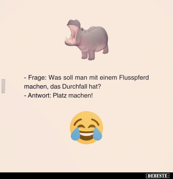 - Frage: Was soll man mit einem Flusspferd machen, das.. - Lustige Bilder | DEBESTE.de