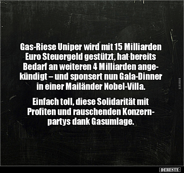 Gas-Riese Uniper wird mit 15 Milliarden Euro Steuergeld.. - Lustige Bilder | DEBESTE.de