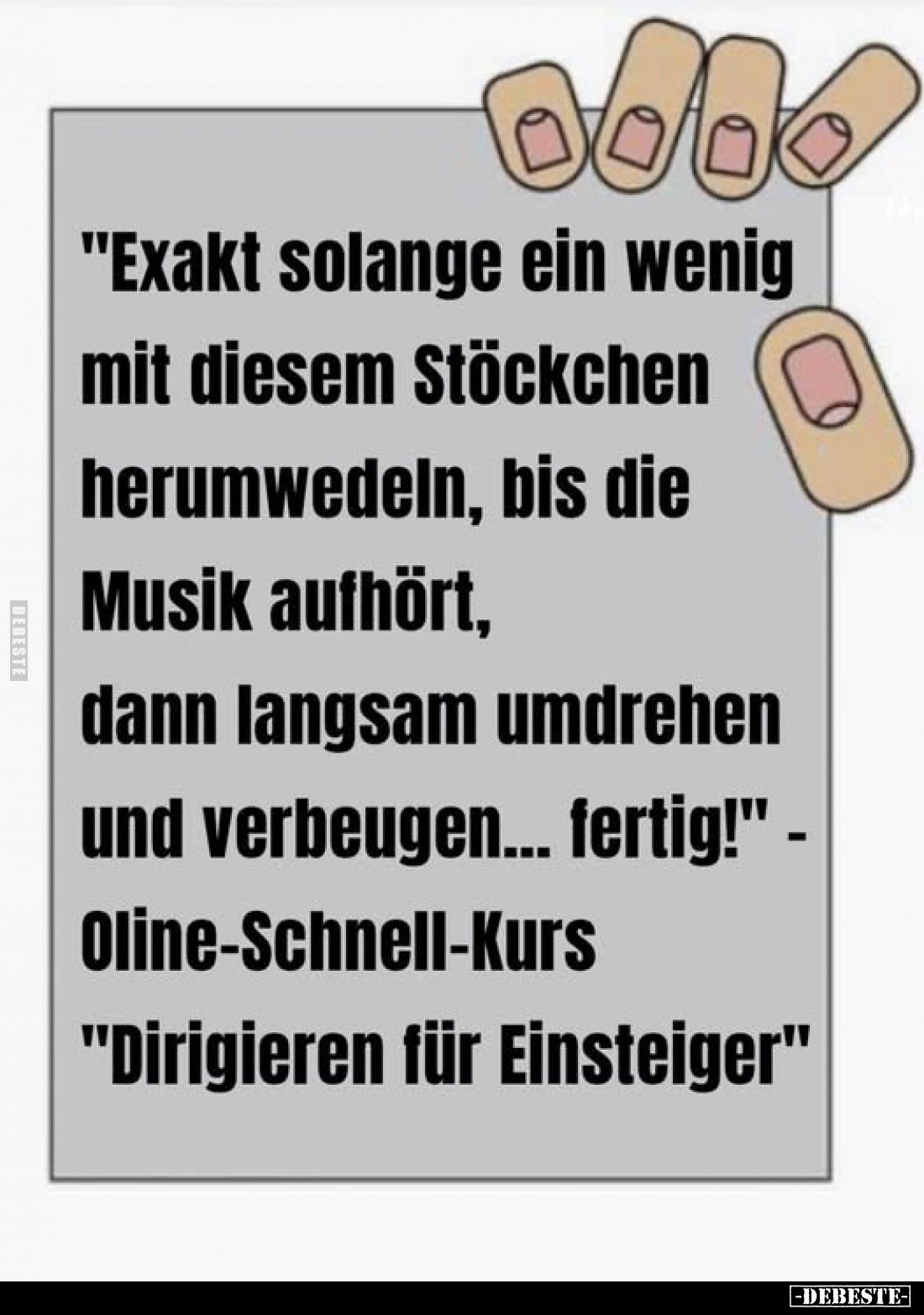 "Exakt solange ein wenig mit diesem Stöckchen herumwedeln, bis die Musik aufhört, dann langsam umdrehen und verbeugen......