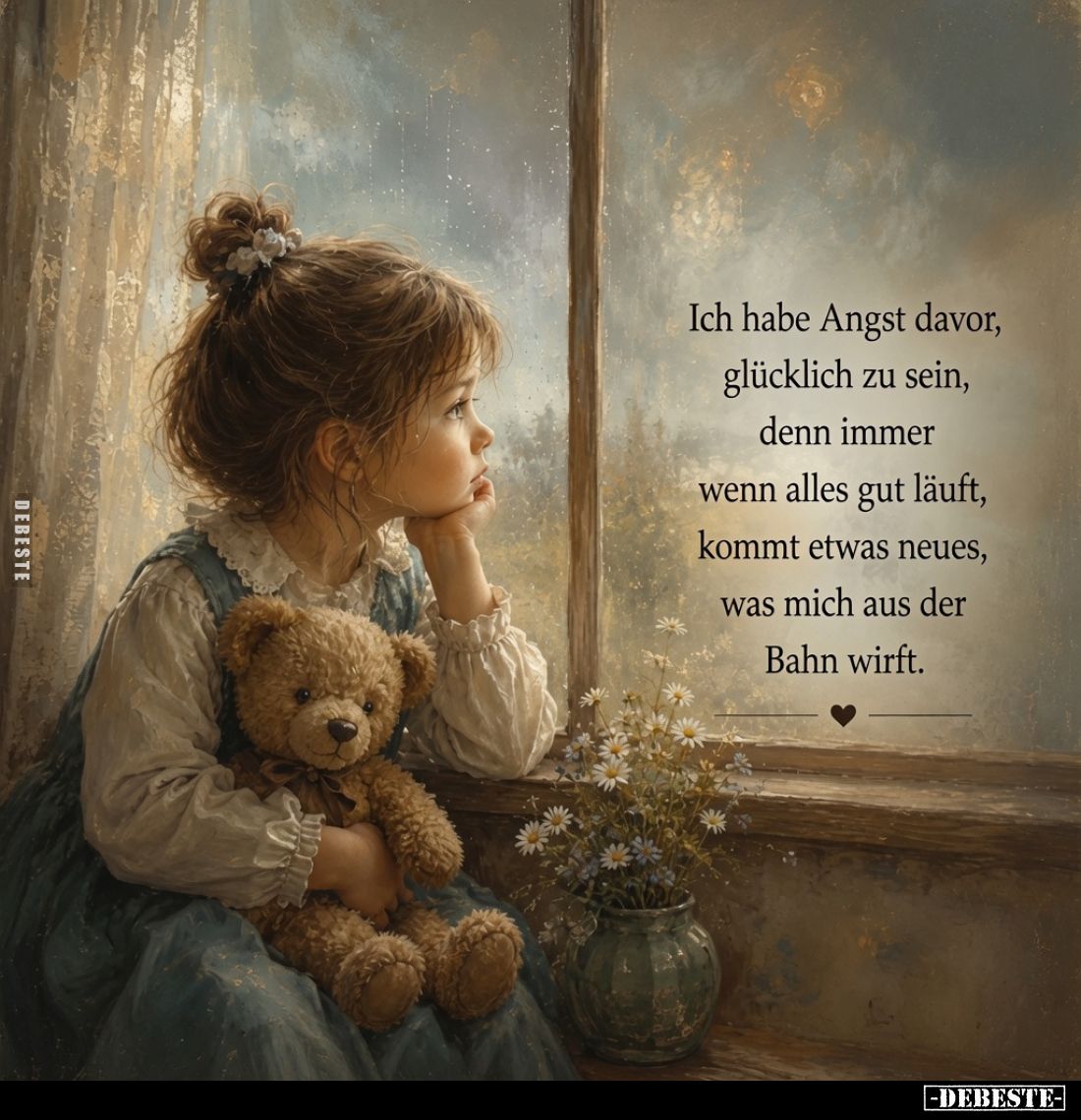 Ich habe Angst davor, glücklich zu sein, denn immer wenn alles gut läuft, kommt etwas neues, was mich aus der Bahn wirft.