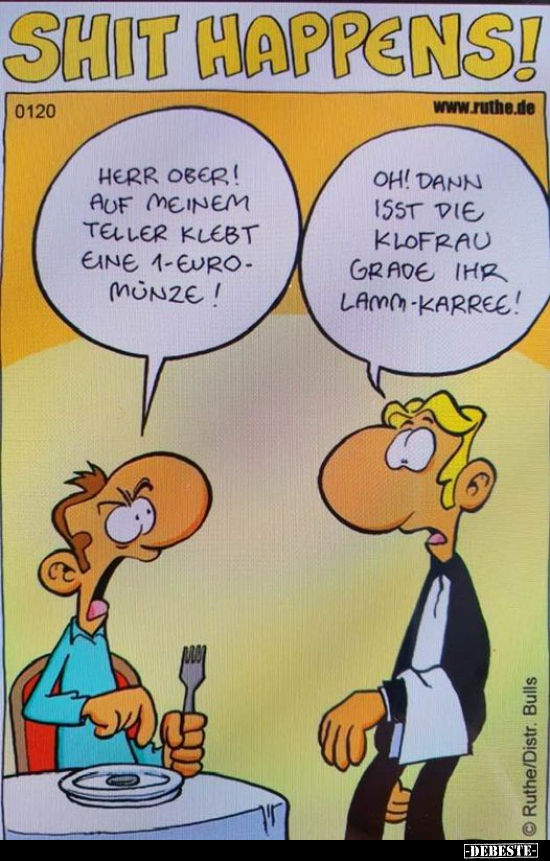 Herr Ober! Auf meinem Teller klebt eine 1-Euro-Münze! - Lustige Bilder | DEBESTE.de