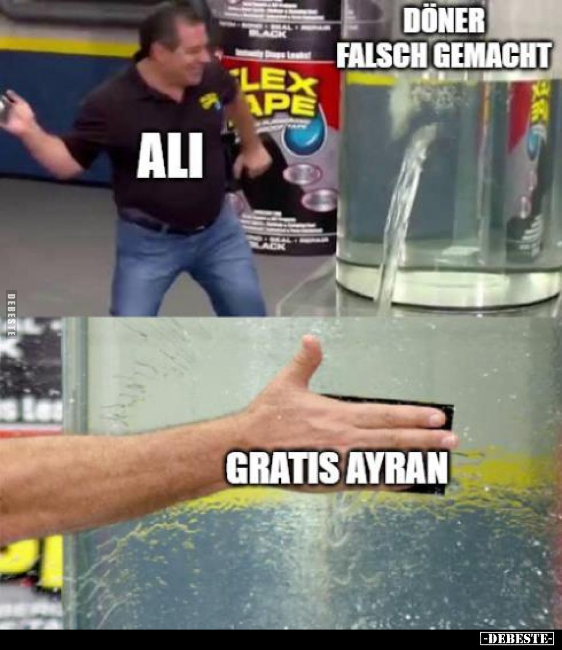 Döner
falsch gemacht. -
Ali: gratis Ayran.