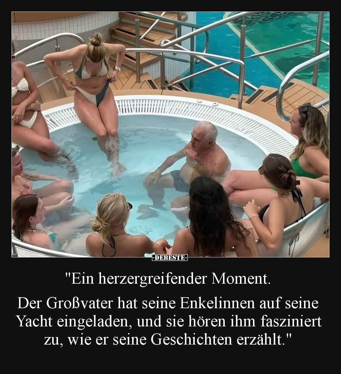 Ein herzergreifender Moment. Der Großvater hat seine Enkelinnen auf seine Yacht eingeladen, und sie hören ihm fasziniert zu, ...
