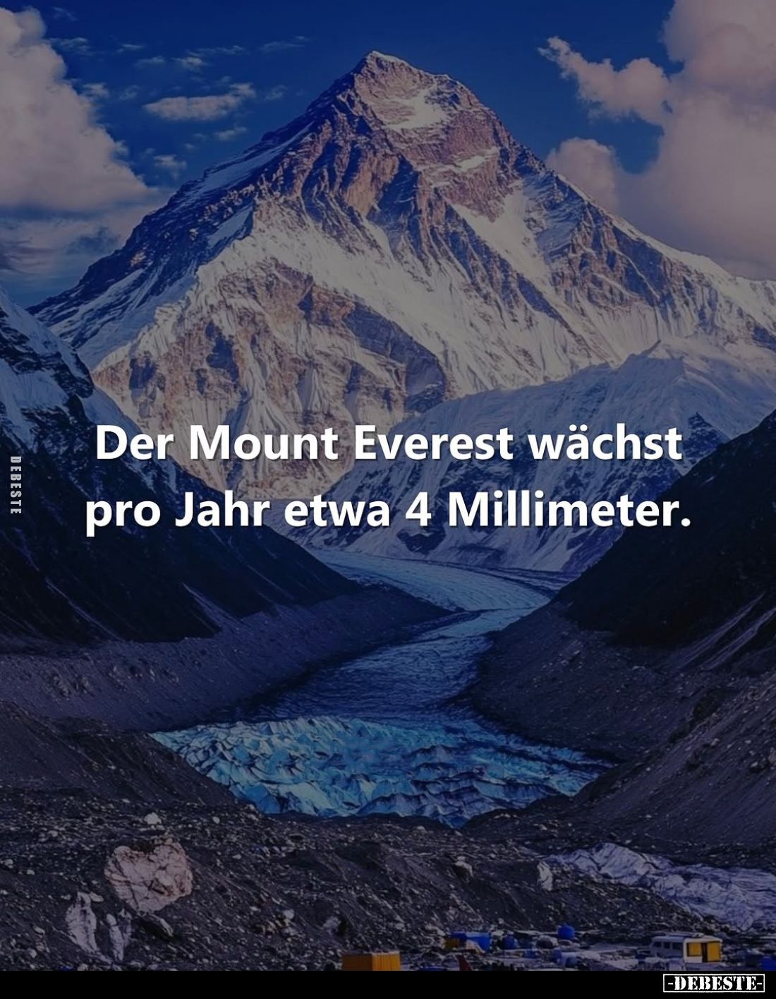Der Mount Everest wächst pro Jahr etwa 4 Millimeter.