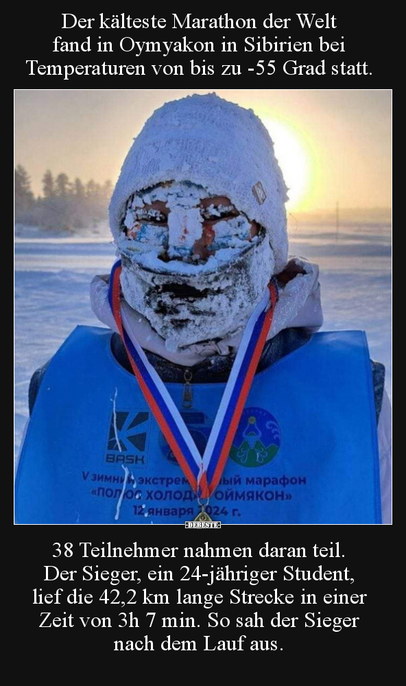 Der kälteste Marathon der Welt fand in Oymyakon in.. - Lustige Bilder | DEBESTE.de