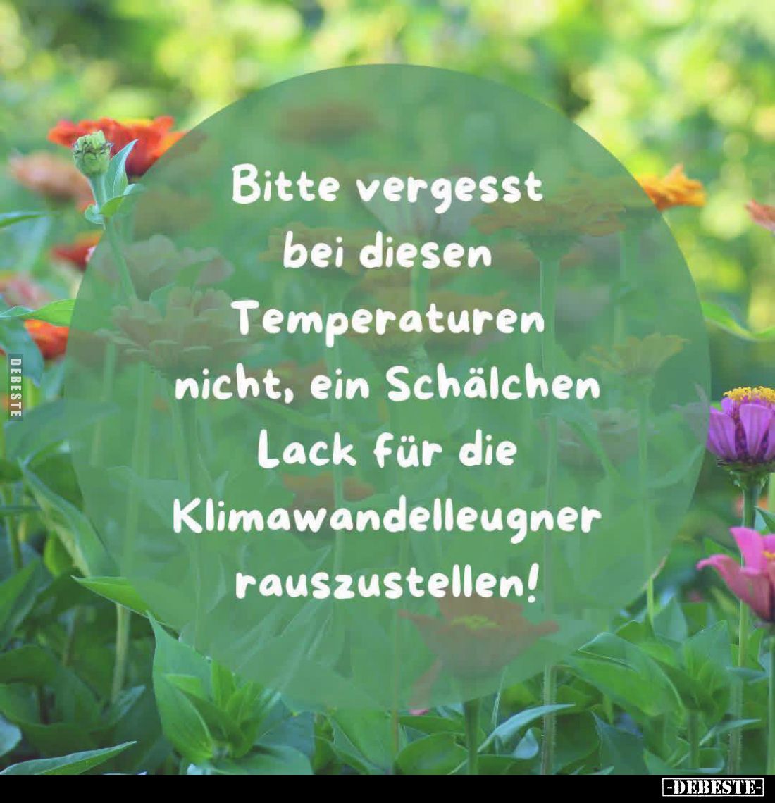 Bitte vergesst bei diesen Temperaturen nicht, ein Schälchen Lack für die Klimawandelleugner rauszustellen!