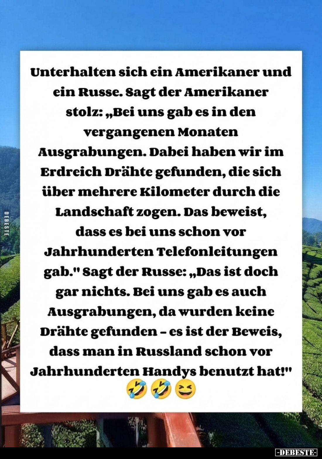Unterhalten sich ein Amerikaner und ein Russe. Sagt der Amerikaner stolz: „Bei uns gab es in den vergangenen Monaten Ausgrabu...