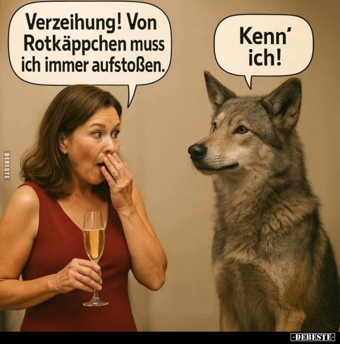 Verzeihung! Von Rotkäppchen muss ich immer aufstoßen. -
Kenn' ich!