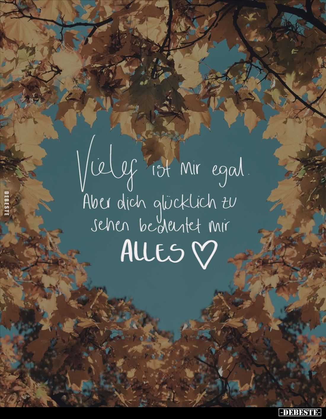 Vieles ist mir egal.
Aber dich glücklich zu sehen bedeutet mir ALLES.