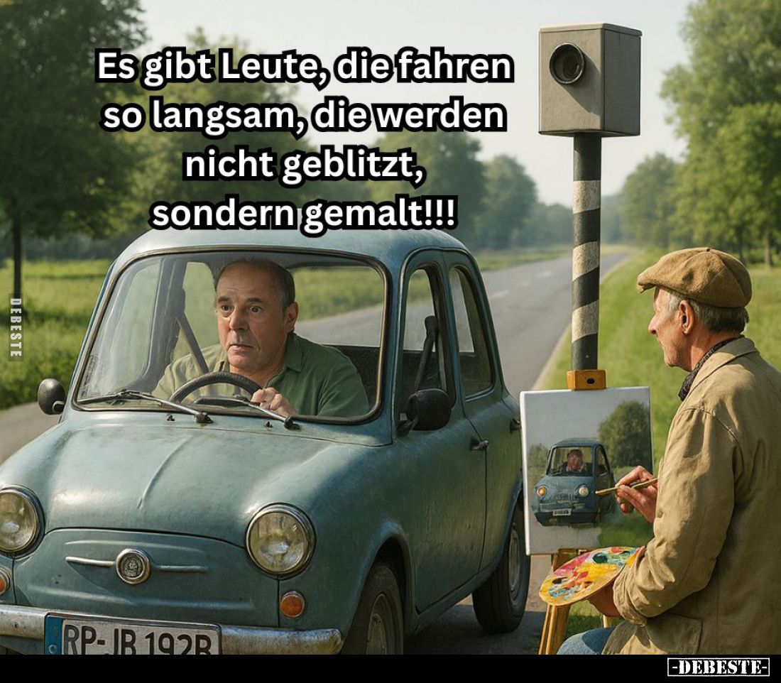 Es gibt Leute, die fahren so langsam, die werden nicht geblitzt, sondern gemalt!!!