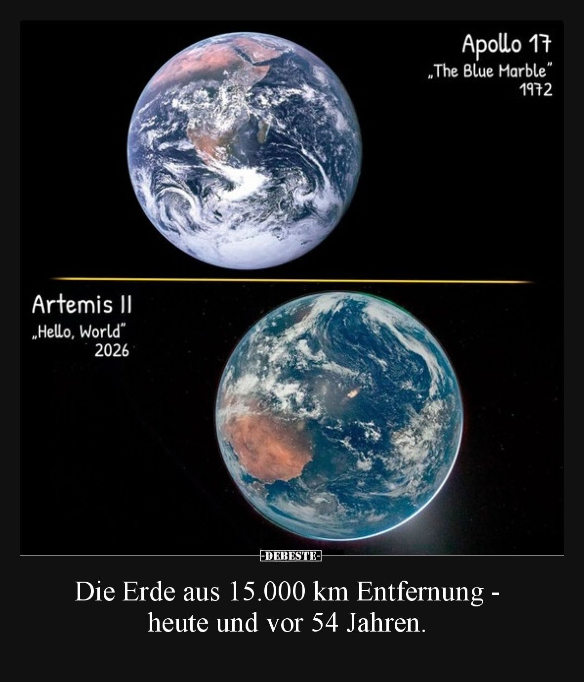 Die Erde aus 15.000 km Entfernung - heute und vor 54.. - Lustige Bilder | DEBESTE.de