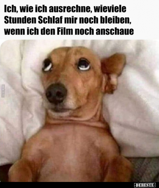 Ich, wie ich ausrechne, wieviele Stunden Schlaf mir noch bleiben, wenn ich den Film noch anschaue
