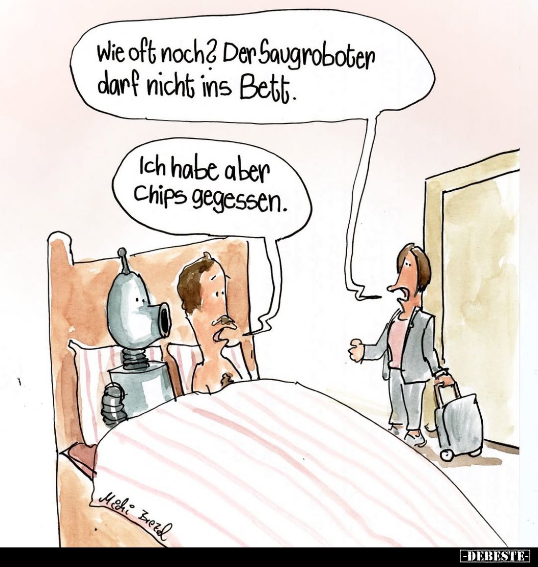 Wie oft noch? Der Saugroboter darf nicht ins Bett.. - Lustige Bilder | DEBESTE.de