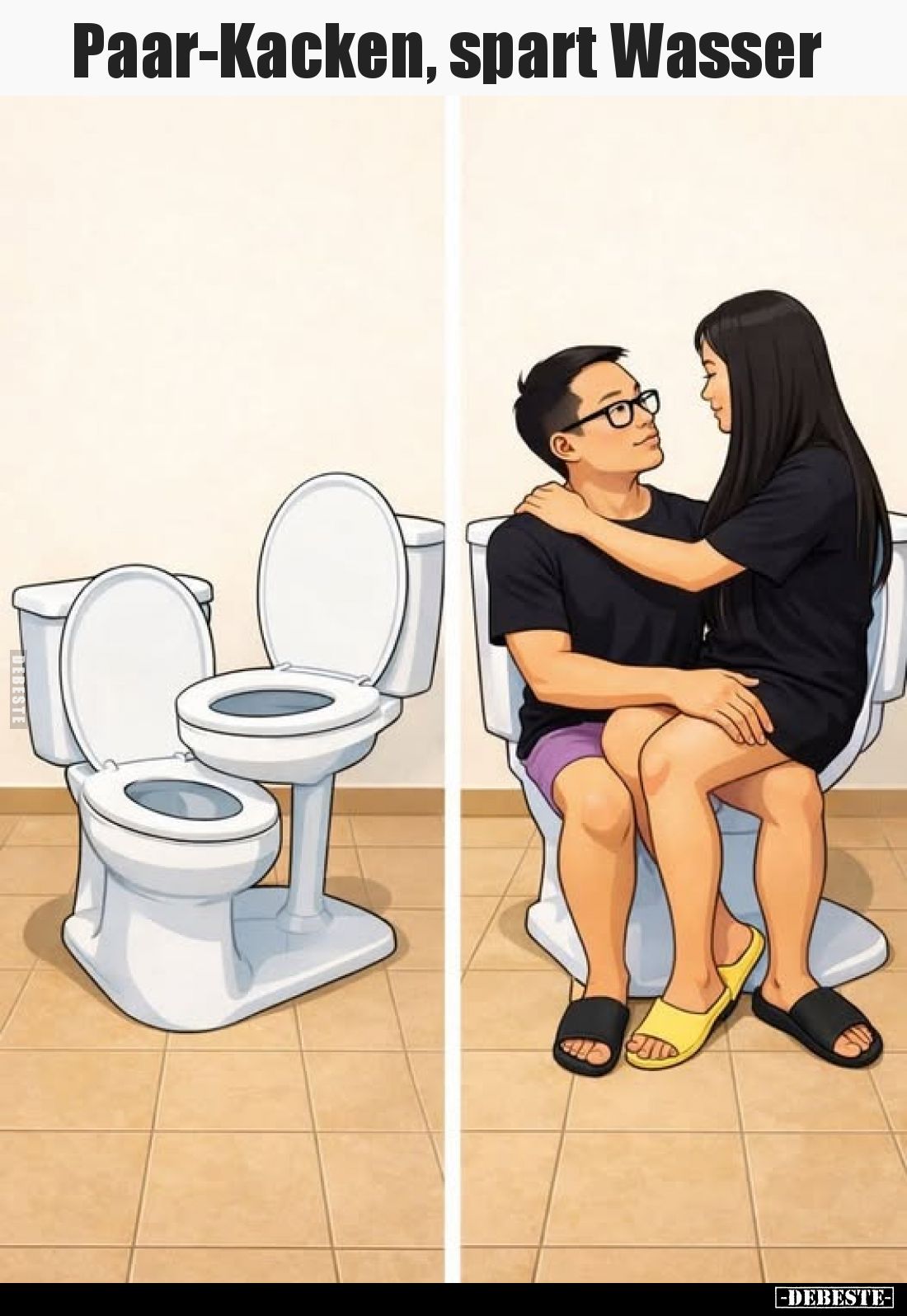 Paar-Kacken, spart Wasser