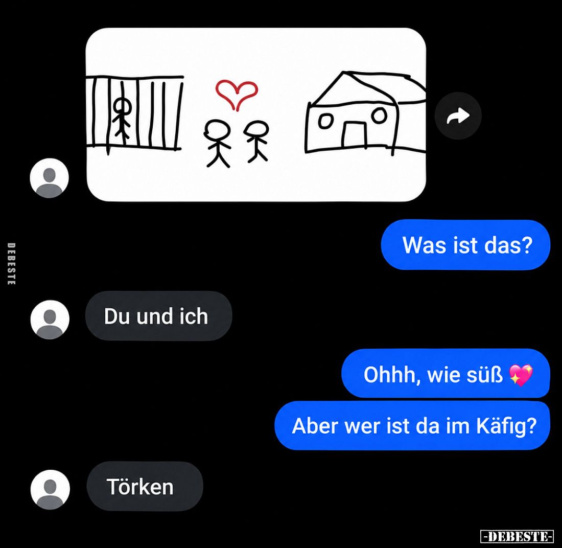 Was ist das?

Du und ich.

Ohhh, wie süß.

Aber wer ist da im Käfig?

Törken.