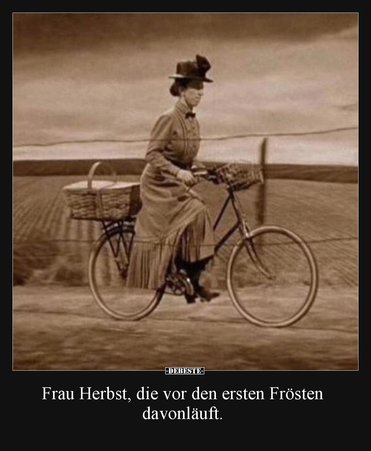 Frau Herbst, die vor den ersten Frösten davonläuft.