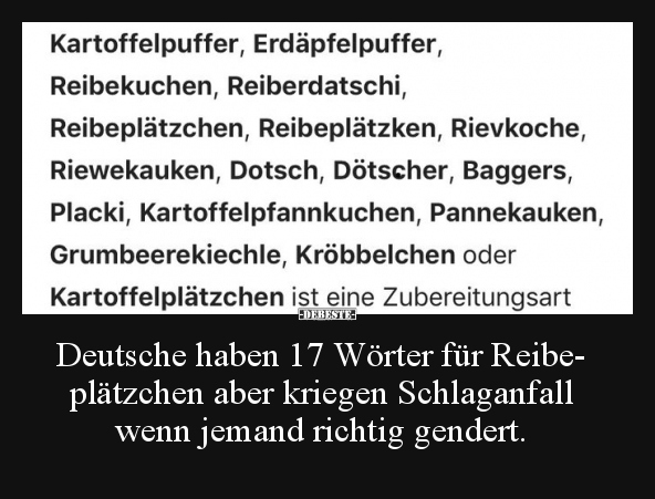 Deutsche haben 17 Wörter für Reibe- plätzchen aber kriegen..