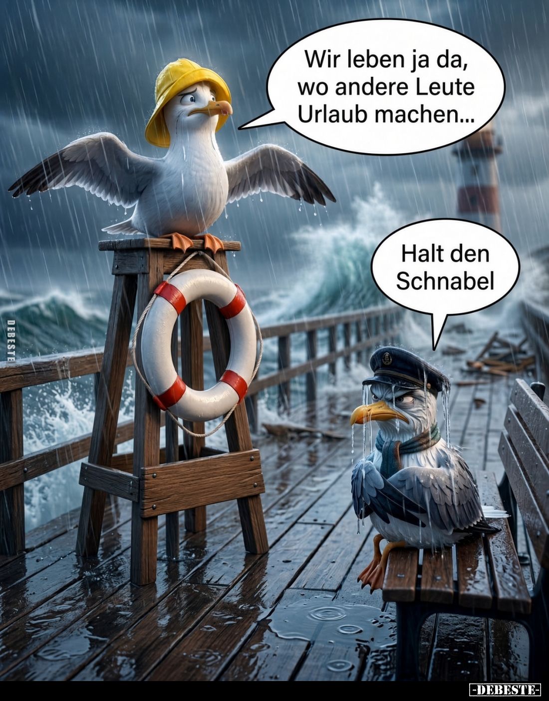 Wir leben ja da, wo andere Leute Urlaub machen... -
Halt den Schnabel.