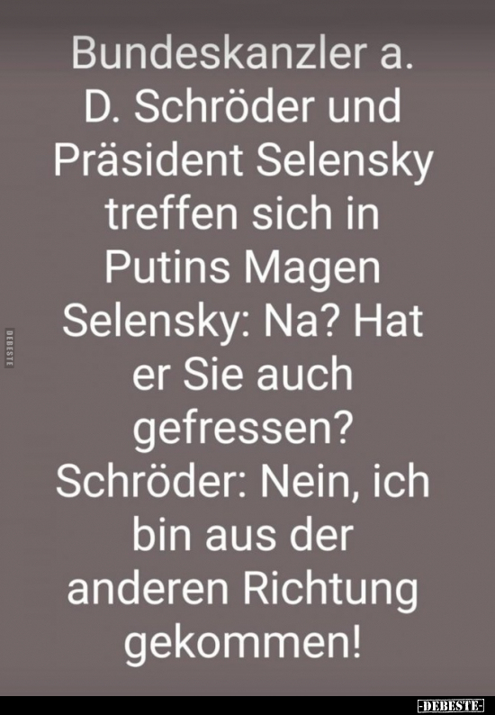 Bundeskanzler a. D. Schröder und Präsident Selensky treffen.. - Lustige Bilder | DEBESTE.de