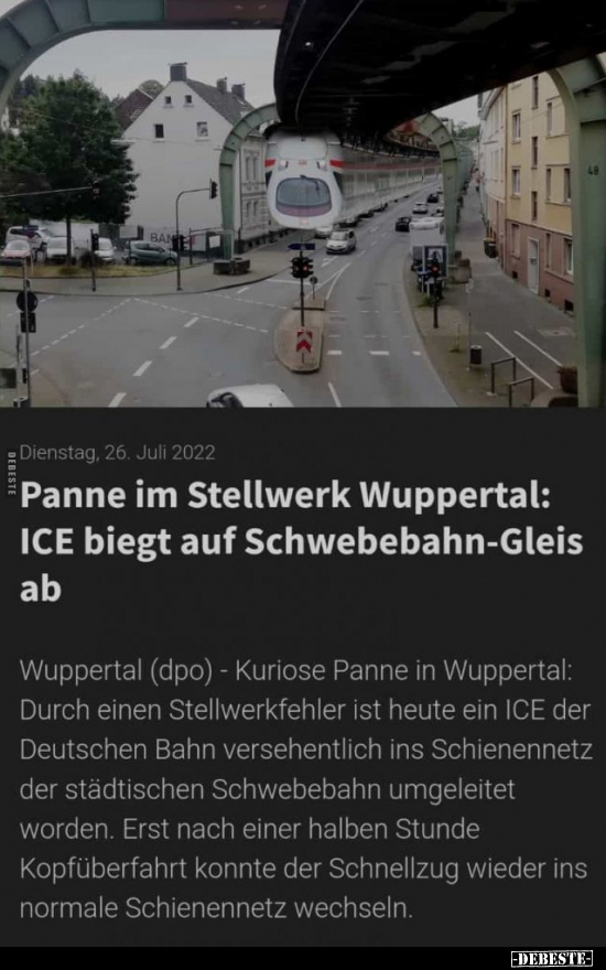 Panne im Stellwerk Wuppertal: ICE biegt auf.. - Lustige Bilder | DEBESTE.de
