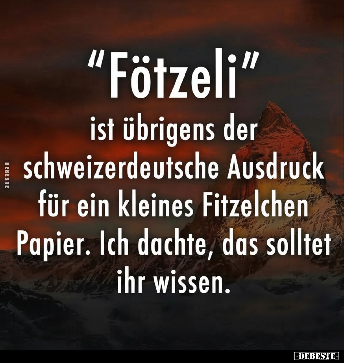"Fötzeli” ist übrigens der schweizerdeutsche Ausdruck für ein kleines Fitzelchen Papier. Ich dachte, das solltet ihr wis...