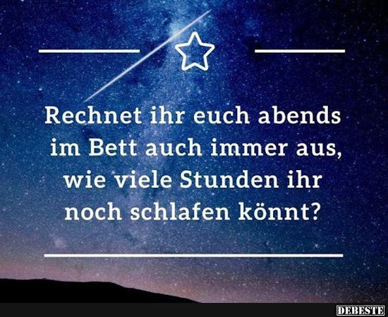 Rechnet ihr euch abends im Bett auch immer aus..