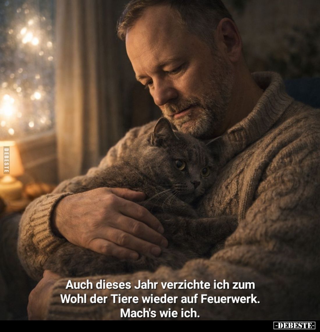 Auch dieses Jahr verzichte ich zum Wohl der Tiere wieder auf Feuerwerk. Mach's wie ich.