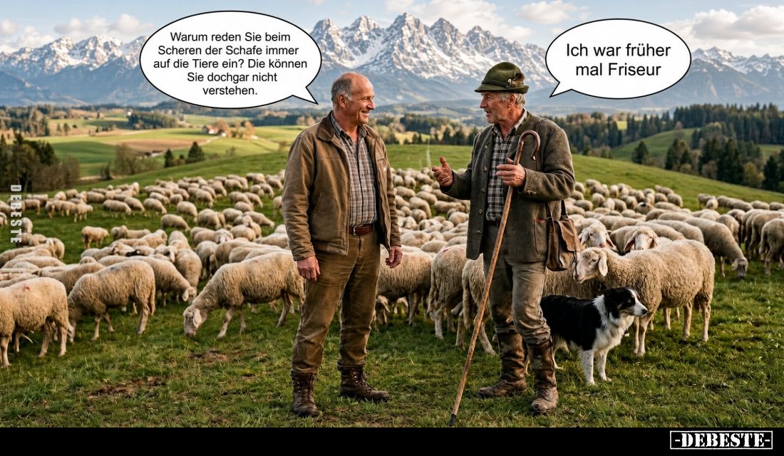 Warum reden Sie beim Scheren der Schafe immer auf die Tiere ein? Die können Sie doch gar nicht verstehen. -
Ich war früher m...