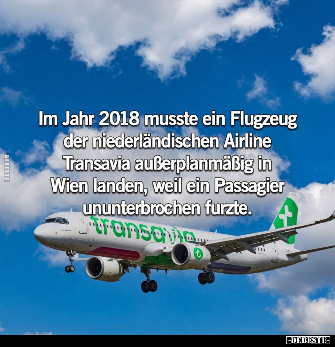 Im Jahr 2018 musste ein Flugzeug der niederländischen Airline Transavia außerplanmäßig in Wien landen, weil ein Passagier unu...