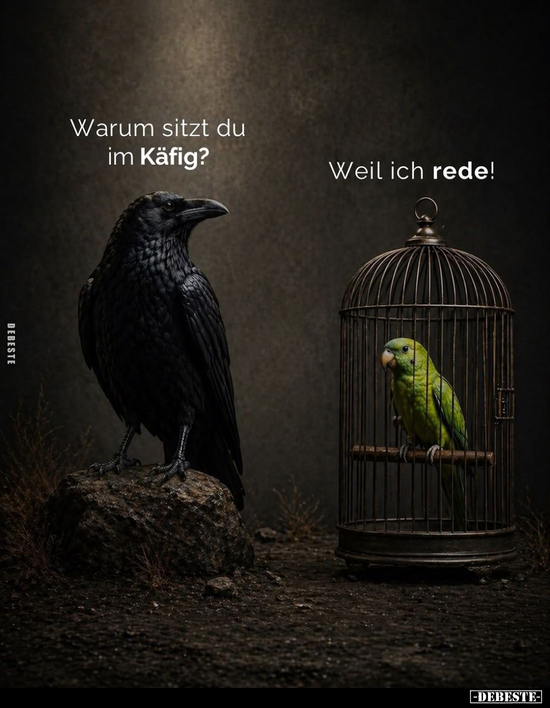 Warum sitzt du im Käfig? -
Weil ich rede!